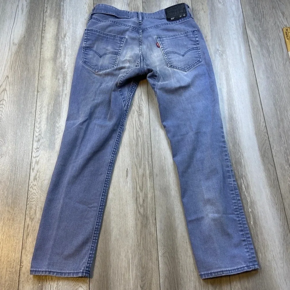 Levis 511 Jeans Mens 32x28 Blue Commuter Cycling Reflective Gusset Distressed